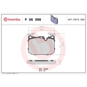 Conjunto de pastilhas de travão BREMBO P 06 096, Frente