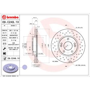 Disco freno BREMBO XTRA LINE BREMBO 09.C249.1X, 1 pezzo