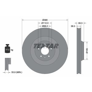 Disque de frein TEXTAR 92184203 avant, ventilé, 1 pièce