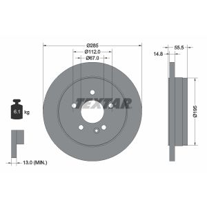 Bremsscheibe TEXTAR 92090003 hinten, voll, 1 Stück