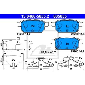 Bremsbelagsatz ATE 13.0460-5655.2, Hinten