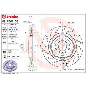 Jarrulevy BREMBO 09C50633 takana, tuuletettu, erittäin hiilihappoinen, 1 kpl