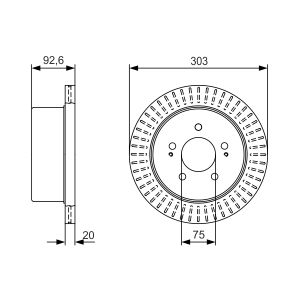 Disque de frein BOSCH 0 986 479 V26 arrière, ventilé, 1 Stück