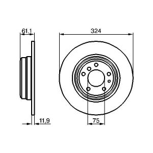 Remschijf BOSCH 0 986 478 095 terug, volledig, sterk gecarboniseerd, 1 Stuk