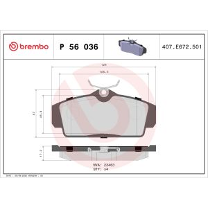 Bremsbelagsatz, Scheibenbremse BREMBO P 56 036