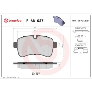 Bremsbelagsatz BREMBO P A6 027, Hinten