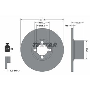 Disco freno TEXTAR 92092600 anteriore, completo, 1 pezzo