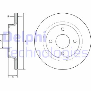 Disco freno DELPHI BG4954C indietro, completo, 2 pezzo