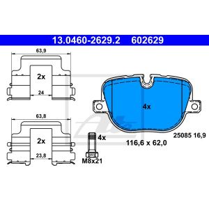 Bremsbelagsatz ATE 13.0460-2629.2, Hinten