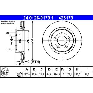 Disco de travão ATE 24.0126-0179.1 Frente, ventilado, altamente carbonizado, 1 Peça