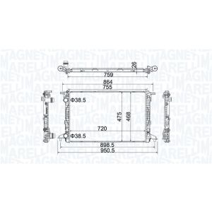 Radiador, refrigeración de motor MAGNETI MARELLI 350213208900