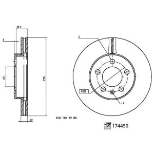 Disco de travão FEBI BILSTEIN 174450 frente, ventilado, 1 Peça