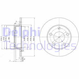 Discos de freno DELPHI BG2520 hinten, macizo, 2 Pieza