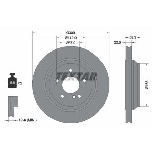 Disque de frein TEXTAR 92176303 arrière, ventilé, 1 Stück