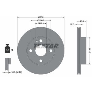 Disque de frein TEXTAR 92061500 avant, ventilé, 1 pièce