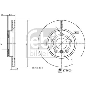 Disco de freno FEBI BILSTEIN 176803 vorne, ventilado , altamente carbonizado, 1 Pieza