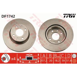 Bremsscheibe TRW DF1742 vorne, belüftet, 1 Stück