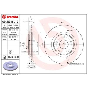 Jarrulevy BREMBO 09N24811 edessä, tuuletettu, 1 kpl