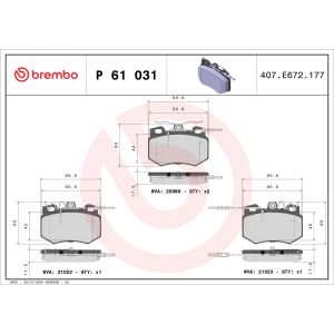 Levyjarrun jarrupalasarja BREMBO P 61 031