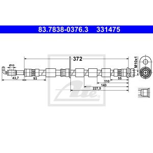 Bremsschlauch ATE 83.7838-0376.3, Rechts