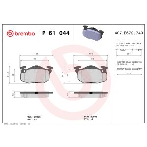 Bremsbelagsatz, Scheibenbremse BREMBO P 61 044
