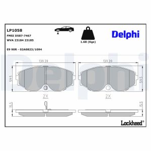 Bremsbelagsatz, Scheibenbremse DELPHI LP1058