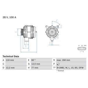 Driefasige generator BOSCH 0 986 042 390