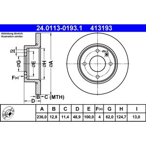 Disco freno ATE 24.0113-0193.1 anteriore, completo, 1 pezzo