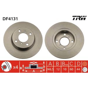 Jarrulevy TRW DF4131 edessä, täysi, 1 kpl