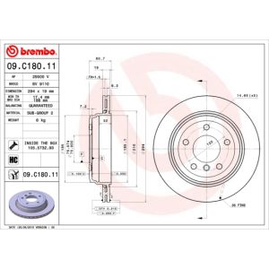 Disco freno BREMBO 09C18011 posteriore, ventilato, altamente carbonizzato, 1 pezzo