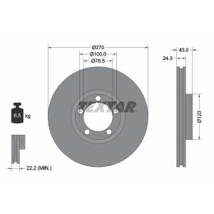 Disque de frein TEXTAR 92088200 avant, ventilé, 1 pièce