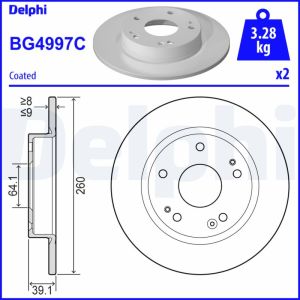 Disco de freno DELPHI BG4997C