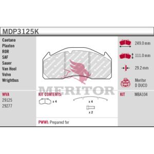 Levyjarrun jarrupalasarja MERITOR MDP3125K