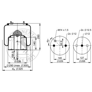 Soufflet à air, suspension pneumatique CONTITECH 6710 N P02