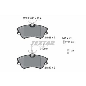 Kit de plaquettes de frein, frein à disque TEXTAR 2188801, Avant