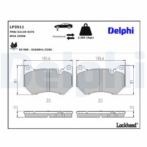 Bremsbelagsatz, Scheibenbremse DELPHI LP3511