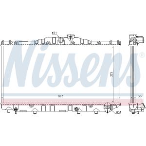 Radiador, refrigeración de motor NISSENS 64725