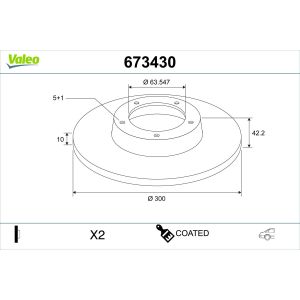 Disco de freno VALEO 673430