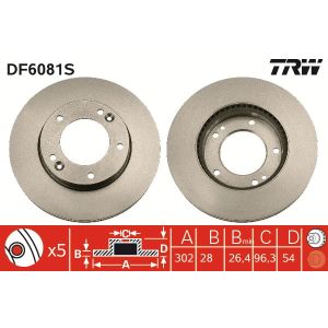 Jarrulevy TRW DF6081S edessä, tuuletettu, 1 kpl