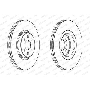 Remschijf FERODO DDF1513C voorkant, geventileerd, 2 stuk