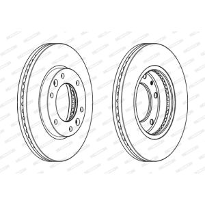 Remschijf FERODO DDF2111C voorkant, geventileerd, 2 stuk