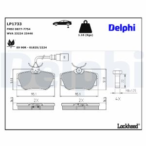 Bromsbeläggssats DELPHI LP1733, bak