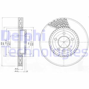 Jarrulevy DELPHI BG9892 edessä, tuuletettu, 1 kpl