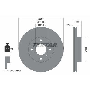 Disque de frein TEXTAR 92109300 avant, ventilé, 1 pièce