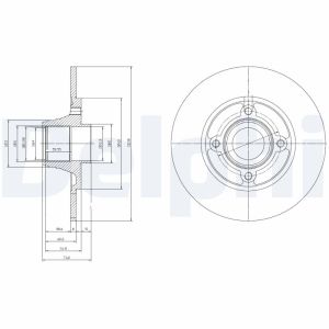 Disco de travão DELPHI BG9033RS atrás, completo, 1 Peça