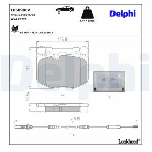 Conjunto de pastilhas de travão DELPHI LP5098EV