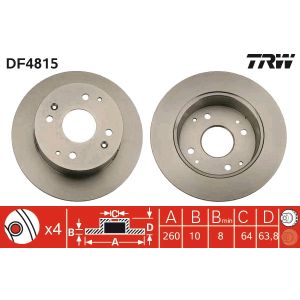 Jarrulevy TRW DF4815 takana, täysi, 1 kpl