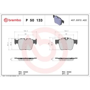 Jarrupalasarja BREMBO P 50 133, takana