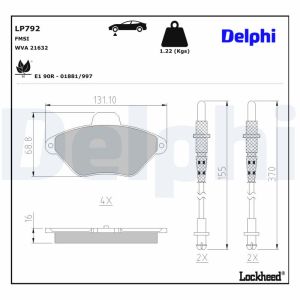 Bremsbelagsatz, Scheibenbremse DELPHI LP792