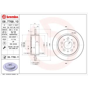 Jarrulevy, full BREMBO 08.7768.10, Takana, 1 kpl